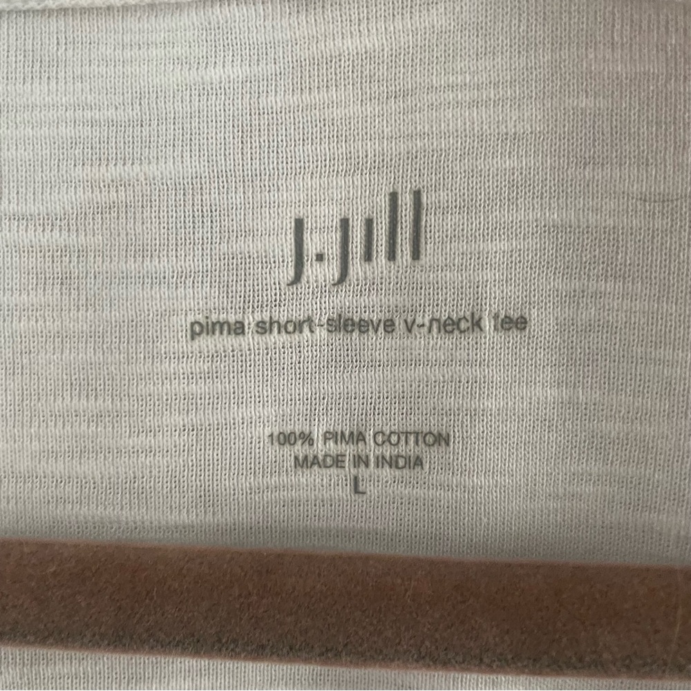 J. JILL Pima Short Sleeve V-Neck White Tee Tunic Large - Picture 6 of 6